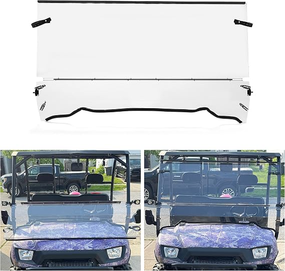 HECASA Front Clear Folding Windshield Compatible with 2001-2008 Polaris Ranger 500 2x4 4x4 6x6 / 2007 Ranger 700 4x4 / 2009 Crew 700 / 2005-2007 XP 700 Flip Windscreen Replacement for TUCK100-0013
