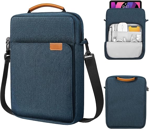9-11 Inch Tablet Sleeve Bag Handle Carrying Case with Shoulder Strap Fits New 11-inch iPad Pro M4/iPad Air M2, iPad 10th 10.9, iPad 9/8/7th 10.2, iPad Air 5/4th 10.9, Tab S8/S9 11