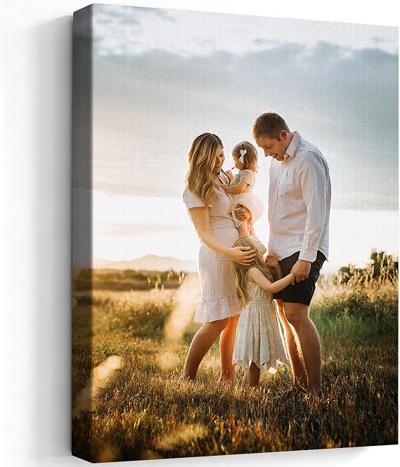 P&L ART.Custom Canvas Prints with Your Photos, Personalized Black and White Artistic Portrait, Made in USA & Ships Next Day, 1.25" Thick Gallery Wrap Ready to Hang Wall Art Decor 16x24