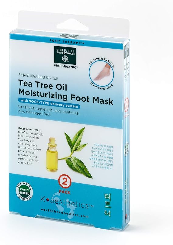 Earth Therapeutics Tea Tree Oil Moisturizing Foot Mask - 2 Pack (2 Pairs)