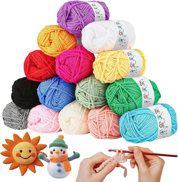 36 Rolls Yarn for Crochet Wool and Acrylic Knitting–Soft,Durable Fade-Resistant Craft Beginners Adults Knitting Crafts