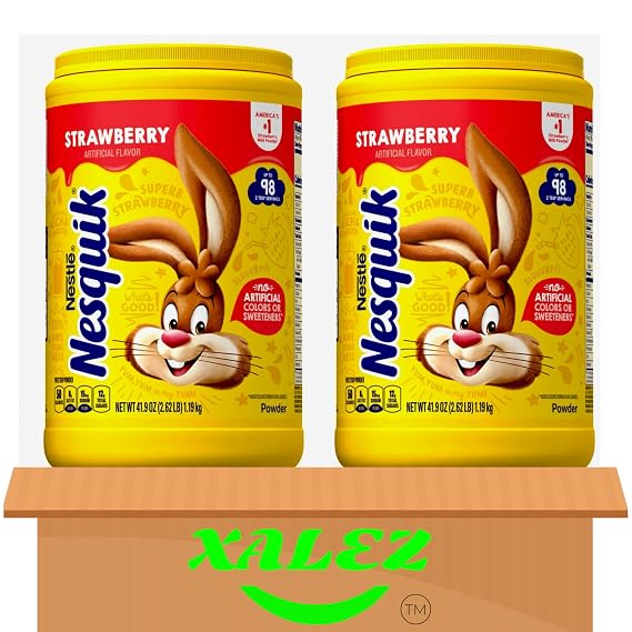 (2 PACK) Strawberry Powder Drink Mix (44.9 oz.) - + XALEZ TM Microtex Towel