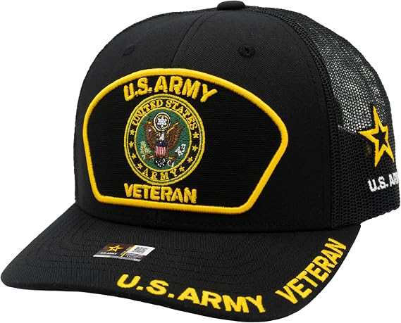 Army Veteran Hat for Men Official Patch Seal Design Baseball Cap