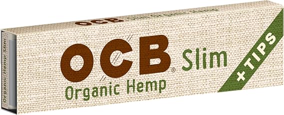 OCB - Ultra Thin Organic King Slim Size Rolling Papers with Tips - 32 Leaves per Booklet