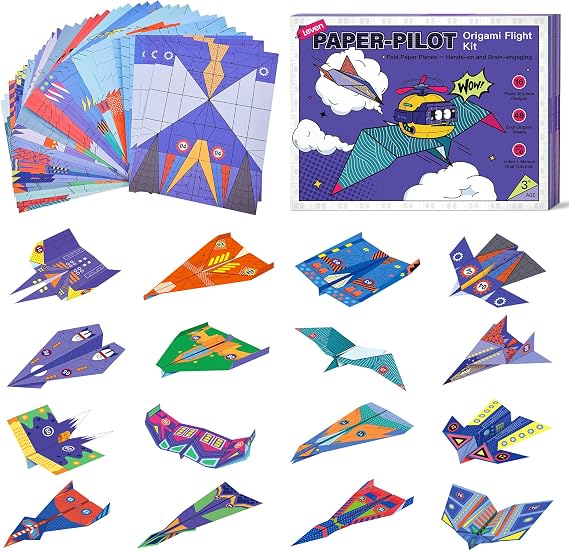 Leven DIY Paper Airplane Book, 16 Creative Folding Paper Planes, 11" x 8.3" | 48 Sheets Origami Paper, Arts & Crafts Kit with Video Tutorials Gifts for Boys and Girls Ages 312+