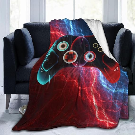 Video Game Themed Blankets Soft Warm Game Bedding Gamer Gifts Game Room Decor for Boys Kids Adults Playstation Blanket Fleece Throw Blanket Suit for Couch Sofa Bed 100x130cm(40x50 Inch)