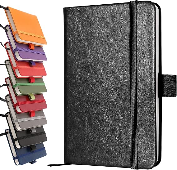 A6 Notebooks, Pocket Notebook Small Notebook Note Pad Hardback Notebook A6 Small Notepad Journal 200 Pages(100 Sheets)-Black