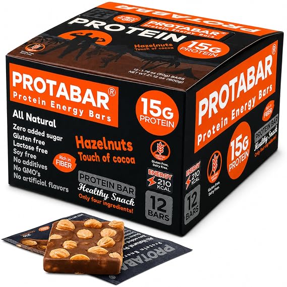 PROTABAR Egg White Protein Bars, 15g Protein, No Added Sugar, 12 Count