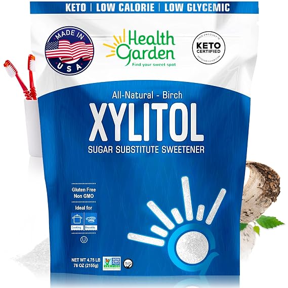 Health Garden Birch Xylitol Sweetener - Xylitol Sugar Substitute - 4.75 lb | 100% Birch-Derived Xylitol for Baking & Coffee, 1:1 Sugar Replacement, Supports Teeth, Keto, Vegan, Non-GMO