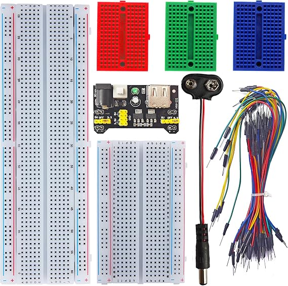 Breadboard Kit with Flexible Wires & 9V DC Adapter for Arduino, IoT & STEM | Complete Breadboard Kit with Built-In Power Supply, Suitable for Arduino, Raspberry Pi, robotics, audio circuits, and more