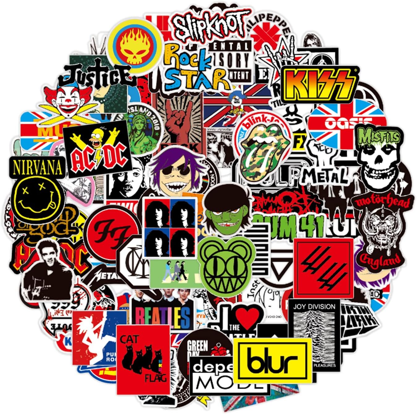 Rock Music Band Stickers, 100 Pcs Vinyl Waterproof Decals Fashion Hip-Hop Decals graffiti stickers for Teens Adults Laptop Water bottle Motorcycle Bicycle Skateboard Luggage Y4-YGTZ Music