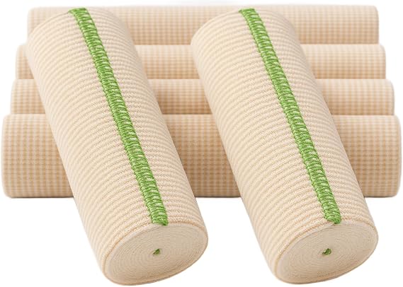 Long Elastic Bandage Wrap | 6-inches Wide | Self-Closure Both Ends | Non-Latex Washable for Injuries, Soreness, Body Wraps | Soft Strong Fabric | 6-Pack | by Spa Slender