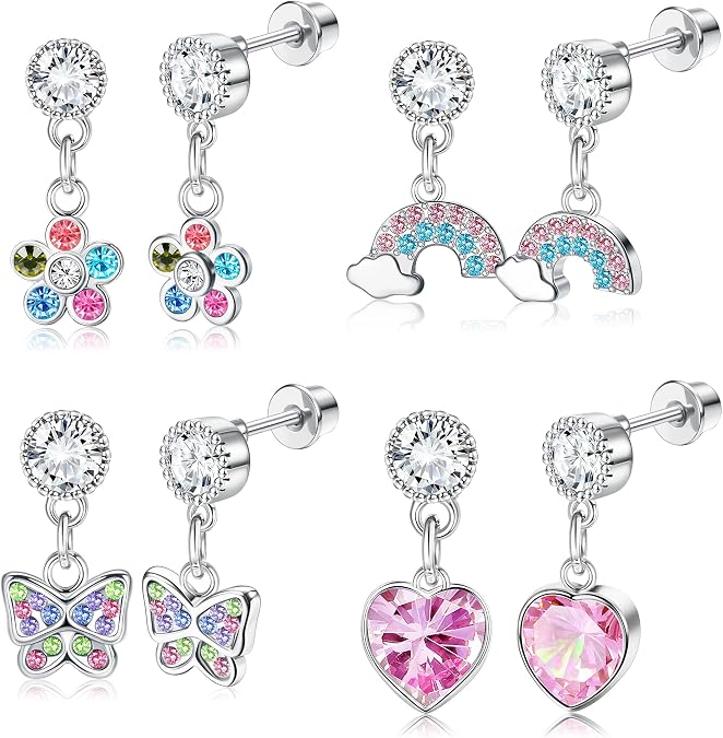 YADOCA 4 Pairs Surgical Steel Earrings Set For Girl Earrings Hypoallergenic