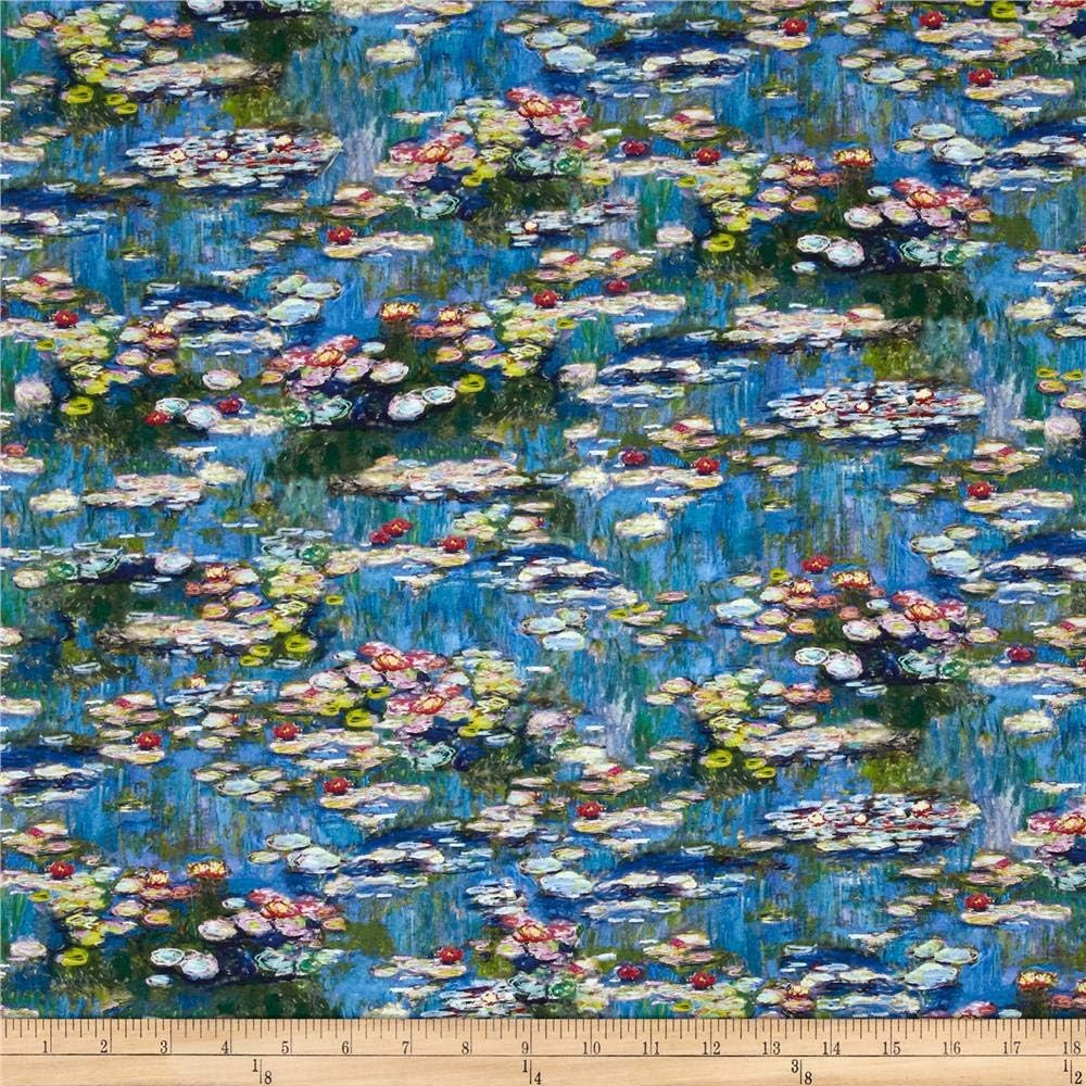 Kaufman Claude Monet Digital Prints Water Scene Water, Fabric by the Yard