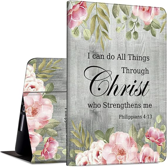 Rossy Case for iPad 10.2 Case for iPad 9th/ 8th/ 7th Generation (2021/2020/2019) Slim PU Leather Adjustable Stand Smart Cover with Auto Wake/Sleep for iPad 10.2 Inch,Bible Verse Philippians 4-13