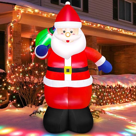 Danxilu 6FT Inflatable Santa Outdoor Christmas Decorations with Gift Bag