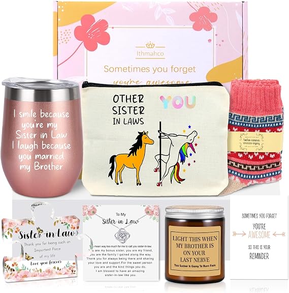 Sister In Law Mothers Day Gifts - Best Sis In Law Ever Gift Basket- Funny Sister In-Law Mother's Day Birthday Gift for Future Sis-in-Law