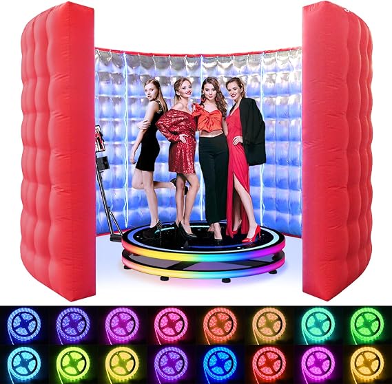 Photo Booth Inflatable Silver Reflective with LED 360 Photo Booth Inflatable Enclosure Suitable for Birthday Parties/Weddings/Mall Advertisements/Photography Props Etc(13.12FT)