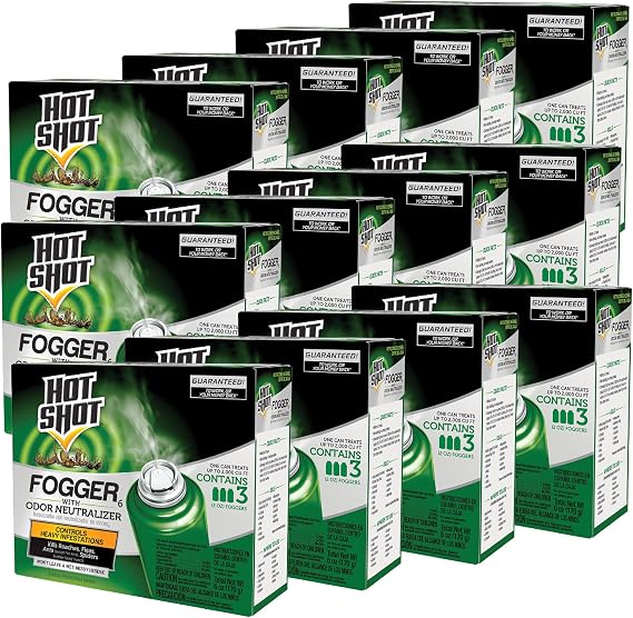 Hot Shot Fogger With Odor Neutralizer 3 Count-2 Ounce Cans, Controls Heavy Insect Infestations, 12 Pack