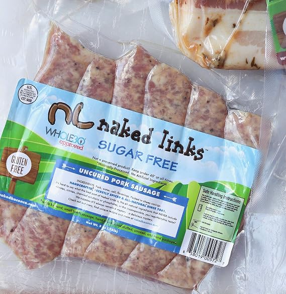 Sugar Free Breakfast Sausage Links - Naked Links - Whole30 Approved Multipack (5 packages) - No Nitrates, No Sugar, Paleo, Keto, WW Friendly, Lower Fat, Lower Sodium