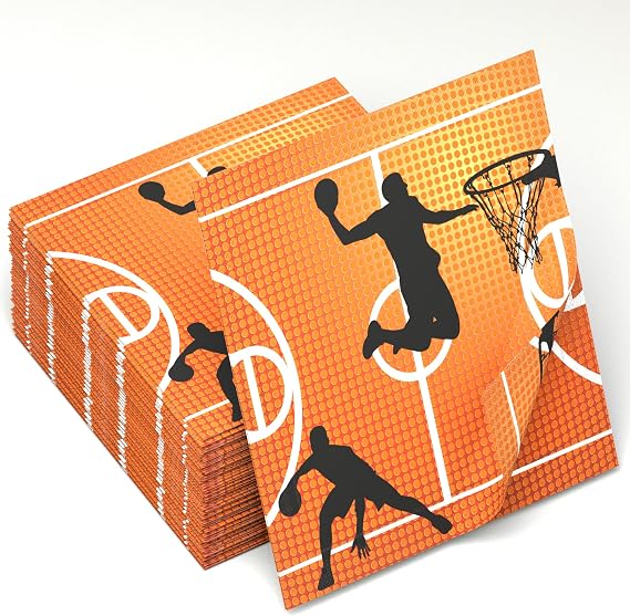120 Pcs Basketball Party Napkins Basketball Birthday Party Disposable Paper Napkins Sport Party Luncheon Napkins Supplies Decoration Set