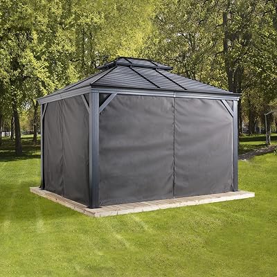 Sojag Accessories Set of 4 12 x 12 Curtains for MonacoMessinaMykonos Outdoor Gazebo Models, Grey