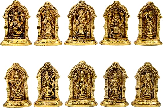 ESPLANADE Messing Vishnu Das Avatar Dashavatar Dasavathara Dasavatharam Narayana Zehn Inkarnationen Wandbehang Idols Statue Murti - 63 cm