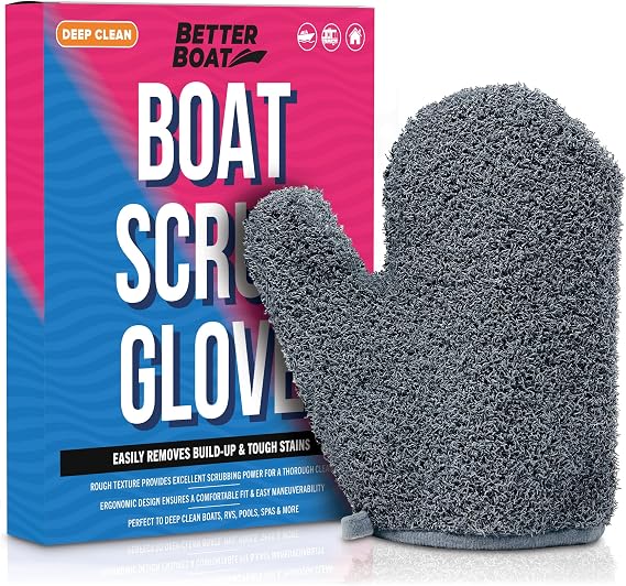 Boat Scrubbing Brush Glove, Heavy-Duty Deck and Hull Scrub Mitt for Floors