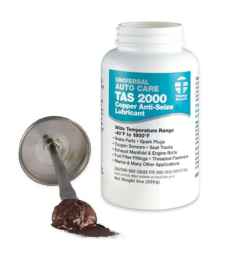 TTL TAS 2000 Copper Anti-Seize Lubricant with Brush, 9 oz High-Temp Thread Compound for Bolts, Spark Plugs, Exhaust Systems, Brake Assemblies, Marine & Industrial Use
