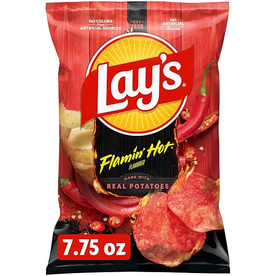 Lay's Potato Chips, Flamin' Hot Flavored Snacks, 7.75oz Bag