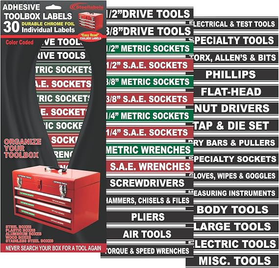 Green Adhesive Toolbox Labels