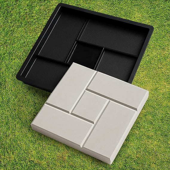 4 pcs Plastic Molds Concrete Patio Paving Mold Slabs Labyrinth - Big Beautiful Pathmaker Precast Concrete Molds and Forms Stampcrete for Walkways