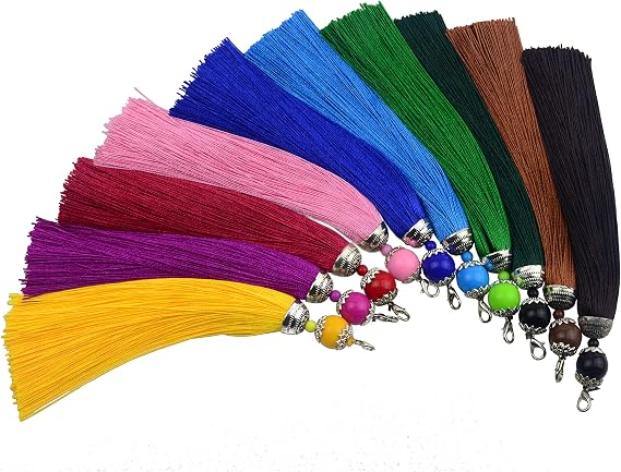 10Pcs 6.3Inch Lobster Clasp Tassel Keychain for Jewelry, DIY(L, Mixed)
