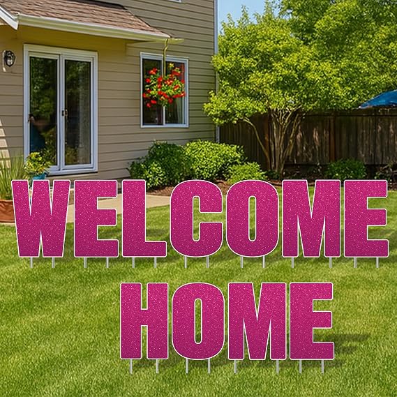 Custom Yard Letters Welcome Home Sign with Stakes 18" Tall Outdoor Lawn Decoration for Family or Guest Greeting