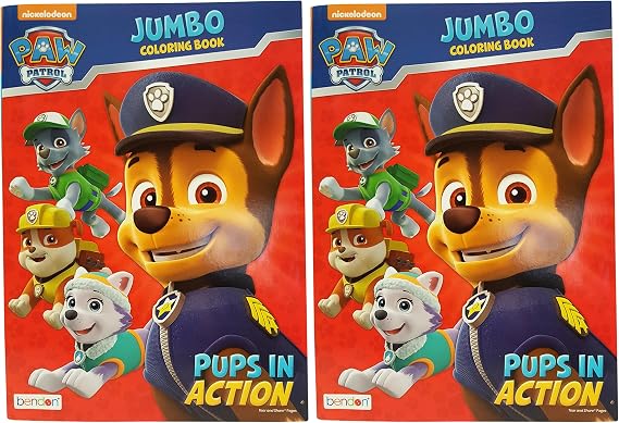 Bendon Set of 2 Nickelodeon Paw Patrol Pups in Action Jumbo Coloring Book! Tear and Share Pages - Coloring and Activity Book Perfect for Any Paw Patrol Fan! Measures - 10.75inx.25inx7.75in