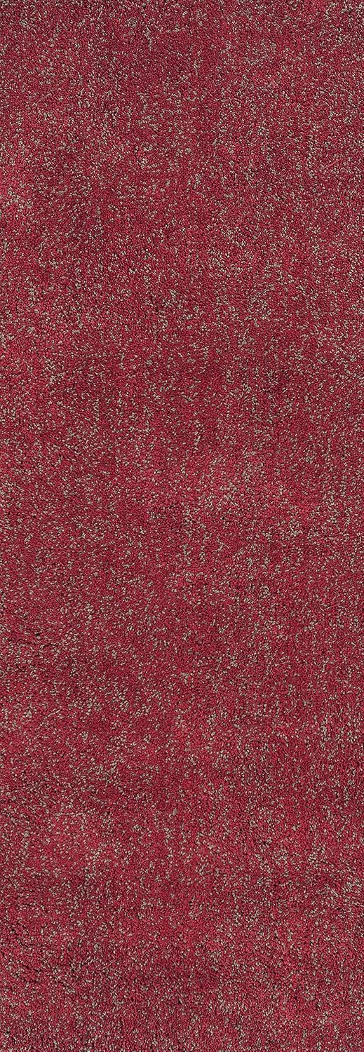 KAS Oriental Rugs Bliss Collection Shag Runner, 23 x 76, Red Heather