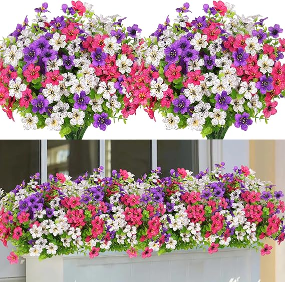 LOMOHOO 9 Bundles Artificial Flowers Outdoor UV Resistant