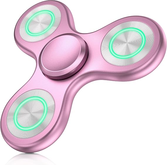Coolden Fidget Spinner Metal Luminous Finger Fidget Toys for Children Adults Hand Spinner Stainless Steel Bearing Sensory Hand Spinner ADHD Anti-Stress Toy Fidget Toy Pink