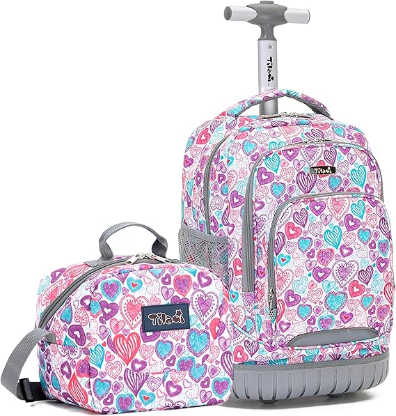NEW TILAMI Rolling Backpack for Kids 18 Inch Wheeled Laptop Backpack Kids School Travel