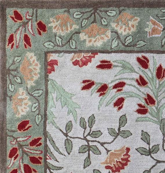 Tulips Adeline Floral Traditional Oriental Old Antique Style Woolen Area Carpets (2.6 x 9' Runner, Beige Multi)