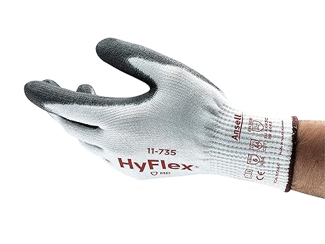 HyFlex 11-735 Cut Protection Gloves - Medium Duty, Outstanding Abrasion, High Cut and Extremely Comfortable, White/Black, Sz 7 (pack of 12)