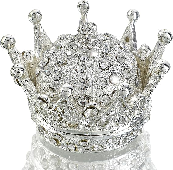 YU FENG Crown Trinket Box, Jeweled Jewelry Organizer Ring Holder Box