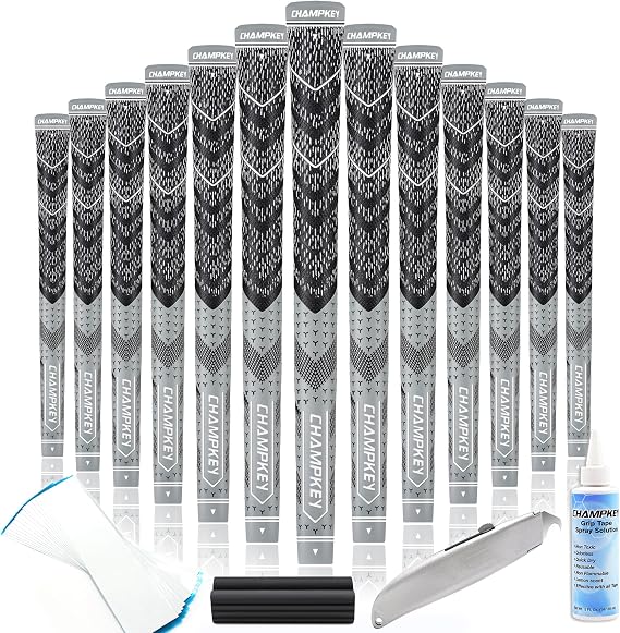 CHAMPKEY 13-Pack Half Cord Golf Grips with Installation Kit - All-Weather Performance Golf Club Grips for Men | High Traction & Feedback Design