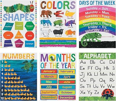 Fun Express Eric Carle Basic Skill Posters set of 6 Classroom Learning Aids