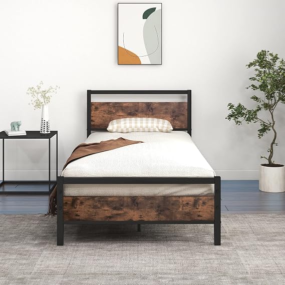 Metal Platform Bed Frame, 3 FT Single, Black