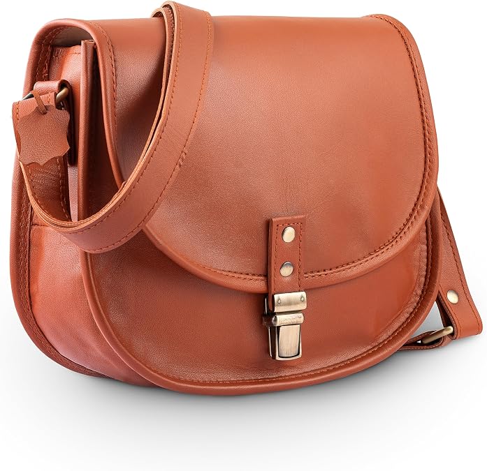 URBAN LEATHER Genuine Leather Shoulder Saddle Sling Crossbody Bags for Teen Girls & Young Women, Office work Tablet Cross Body Side Bag, Vintage Handbag Purses for women