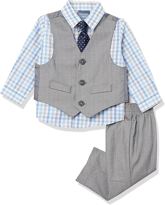 Nautica Baby Boys 4-piece Suit Set with Dress Shirt, Vest, Pants, and Tie