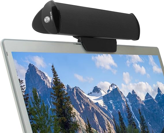GOgroove SonaVERSE USB Speakers for Laptop Computer - USB Powered Mini Sound Bar with Clip-On Portable External Speaker Design for Monitor, One Cable for Digital Audio Input and Power (Black)