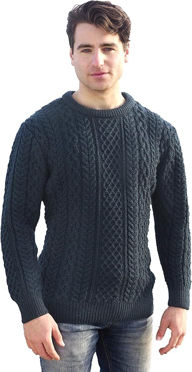 Aran Crafts Aran Crew Neck Sweater (100% Wool)