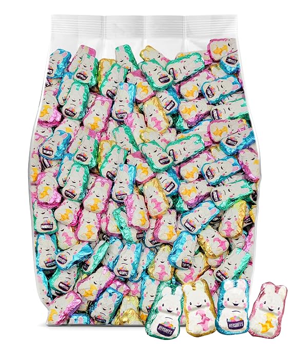 Easter Bunny Candy Bulk - 95 Mini Milk Chocolate Easter Bunnies Individually Wrapped Chocolate Bulk - Easter Candy for Easter Baskets, Egg Hunts & Party Favors - 2 Pounds